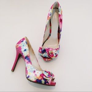 Chic Pink Floral Fioni Heels